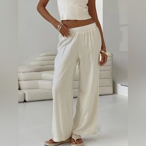 Princess Polly Louis Linen Blend Pants Off White